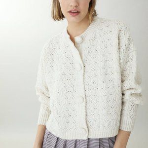 Off-white openwork knitted cardigan